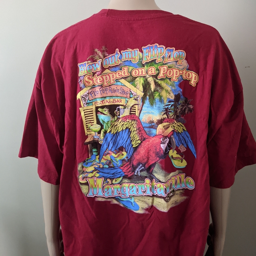 Margaritaville Cozumel flip flop red tshirt, men's XL